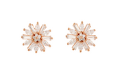 Elegant Design Snowflake Rose Gold Colour 925 Sterling Silver Earrings studded with CZ